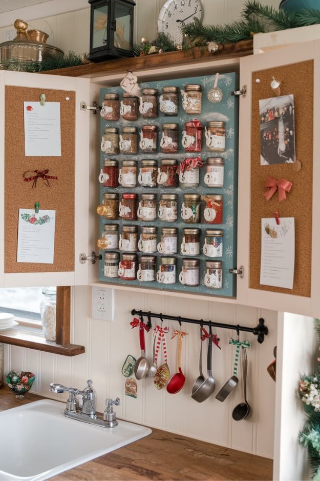 Festive Fold-Out Spice Rack Calendar 20 Tiny House Kitchen Ideas for Christmas