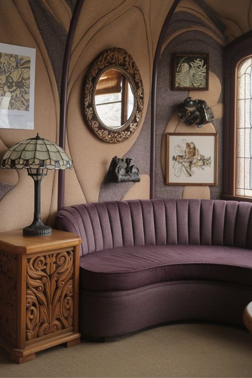 Art Nouveau Elegance Vintage Tiny House Living Room Ideas