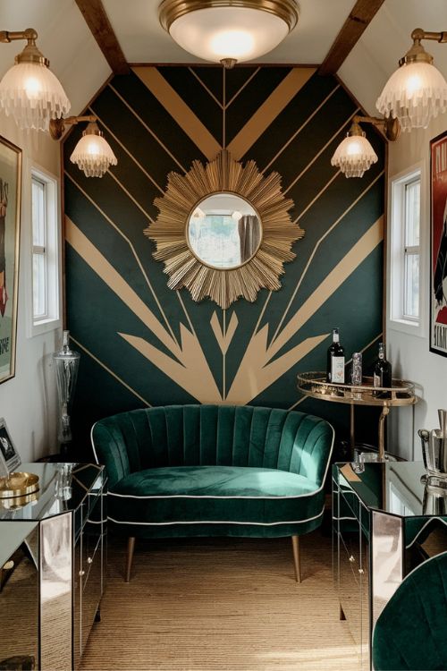 Art Deco Glamour Vintage Tiny House Living Room Ideas 