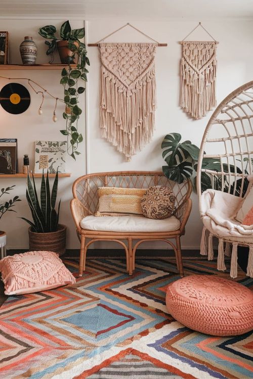 Bohemian Retro Retreat Vintage Tiny House Living Room Ideas 