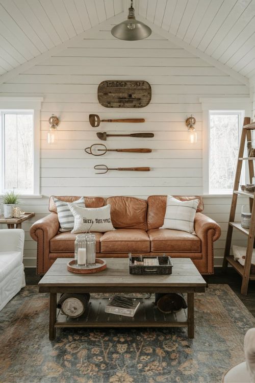 Rustic Farmhouse Charm Vintage Tiny House Living Room Ideas 