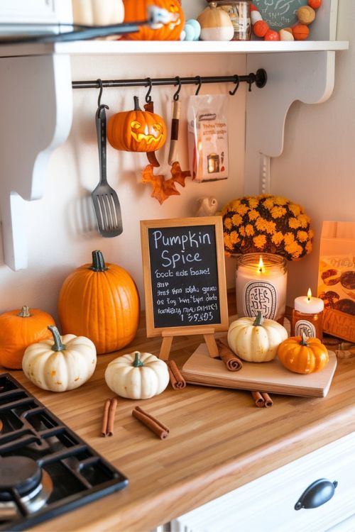 Pumpkin Spice Everything Nice Bewitching Halloween Decor Ideas for Tiny House Kitchens
