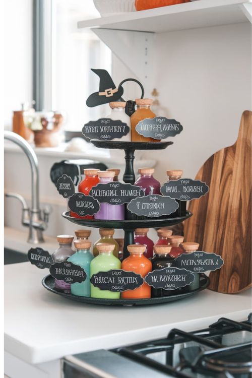 Witch’s Potion Station Bewitching Halloween Decor Ideas for Tiny House Kitchens