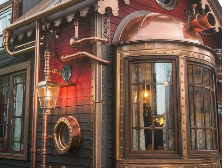Steampunk Fantasy Captivating Tiny House Exterior Aesthetic Ideas 