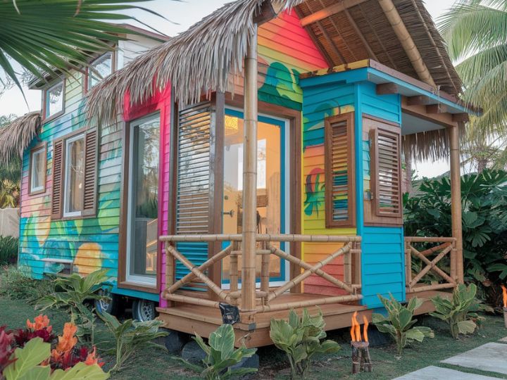 Tropical Paradise Captivating Tiny House Exterior Aesthetic Ideas 