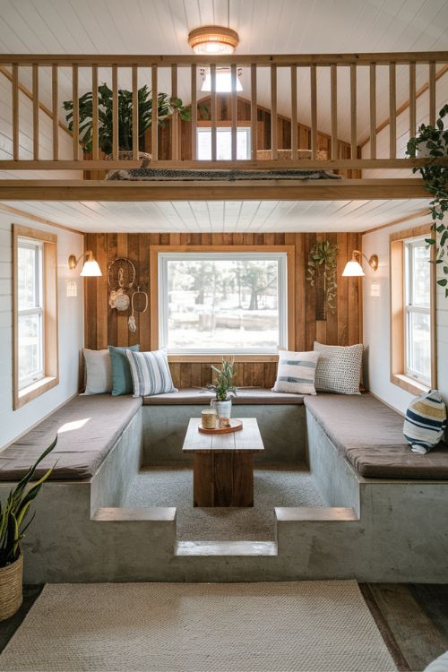The Conversation Pit Tiny House Living Room Under Loft Ideas to Maximize Your Space