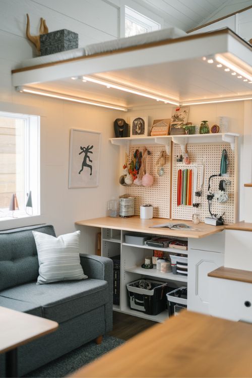 The Craft Station Tiny House Living Room Under Loft Ideas to Maximize Your Space