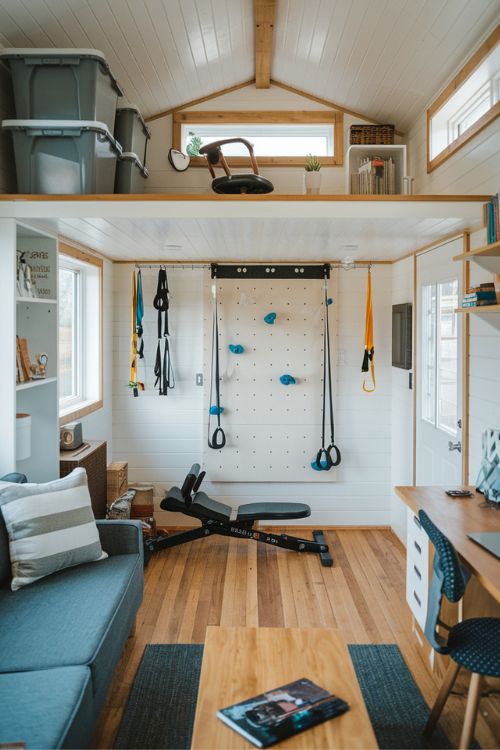 The Fitness Corner Tiny House Living Room Under Loft Ideas to Maximize Your Space
