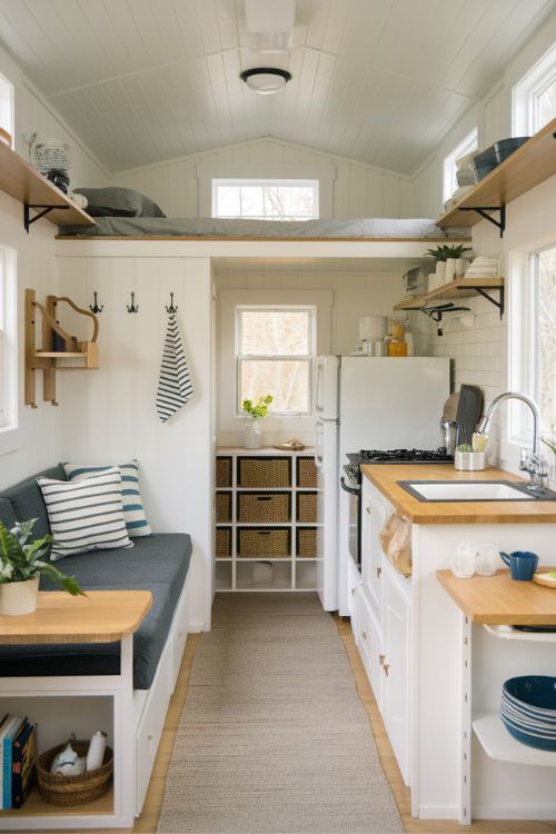The Mini Kitchen Tiny House Living Room Under Loft Ideas to Maximize Your Space