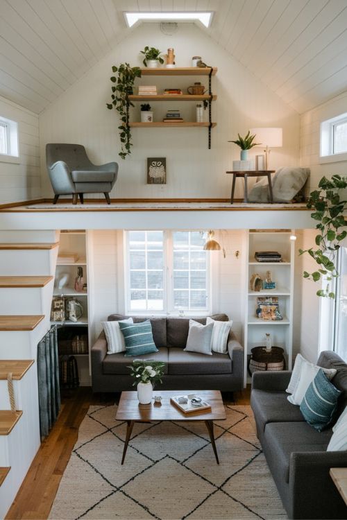 The Multi-Level Lounge Tiny House Living Room Under Loft Ideas to Maximize Your Space