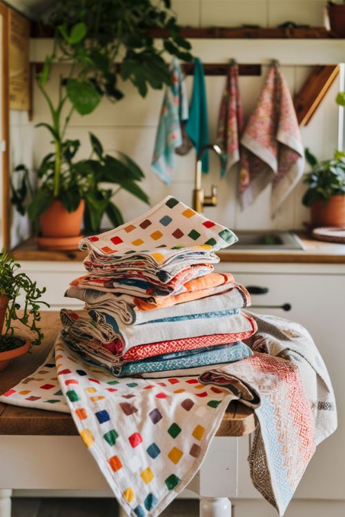 Cloth Napkins and Towels Tiny House Kitchen Green Ideas: Eco-Friendly Living Space