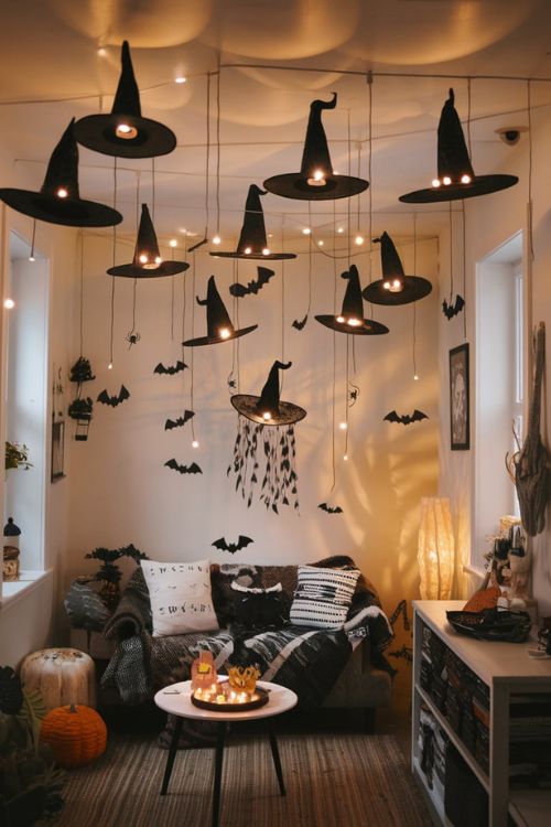 Floating Witch Hat Luminaries Halloween Decorations Indoor for Your Tiny House Living Room