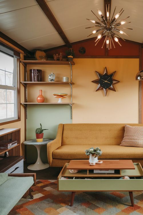 Mid-Century Modern Marvel Vintage Tiny House Living Room