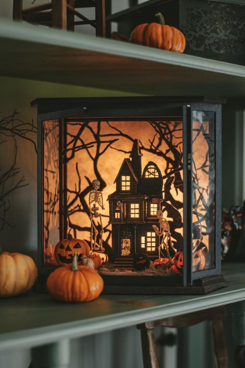 Miniature Halloween Village Display Creative Halloween Decorations Indoor for Your Tiny House Living Room