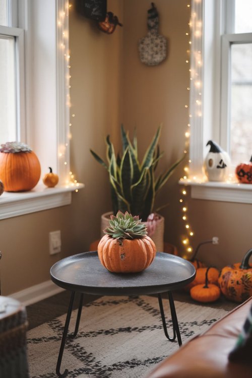 Pumpkin Succulent Planters Creative Halloween Decorations Indoor for Your Tiny House Living Room