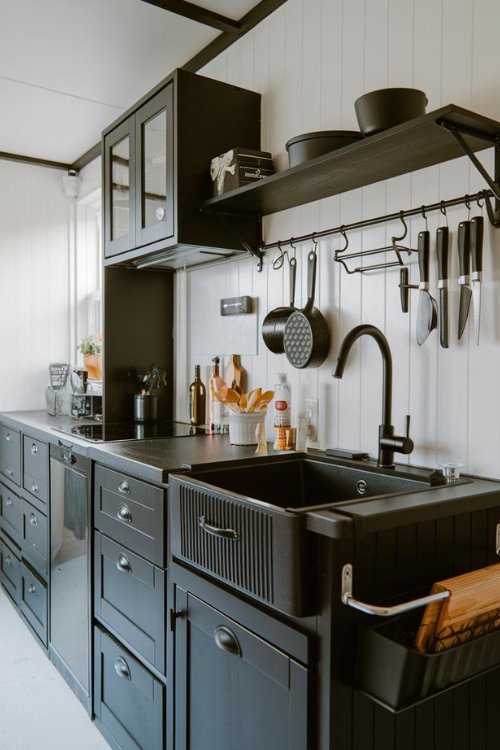 Smart Storage Solutions Tiny House Kitchen Black Interiors Design
