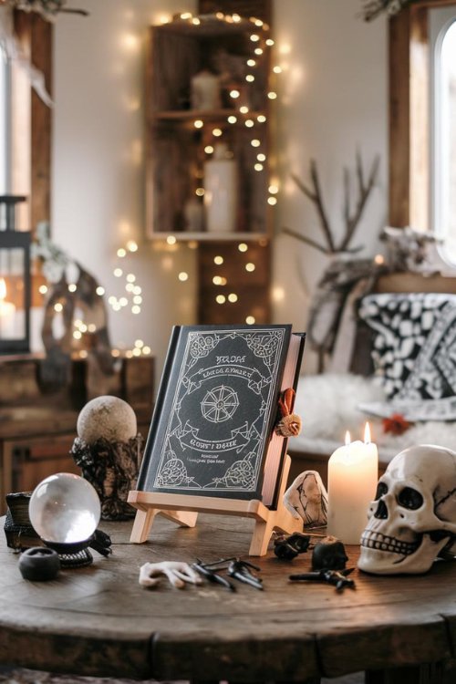 Spell Book Coffee Table Display Creative Halloween Decorations Indoor for Your Tiny House Living Room
