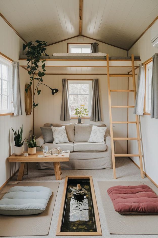 The Zen Meditation Space Tiny House Living Room Under Loft Ideas to Maximize Your Space