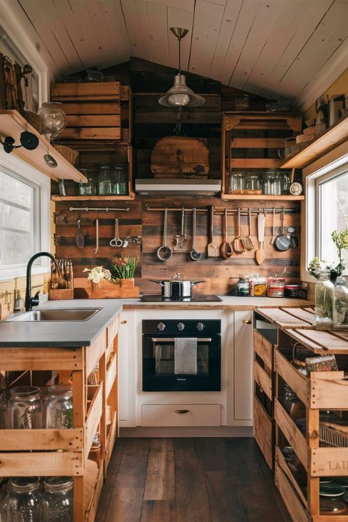 Upcycled Decor Tiny House Kitchen Green Ideas: Eco-Friendly Living Space