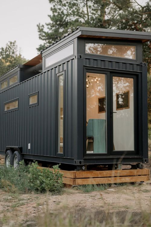 Black Container-Style Design Tiny House Exterior Designs You Need to See Modern Minimalism Meets Nature