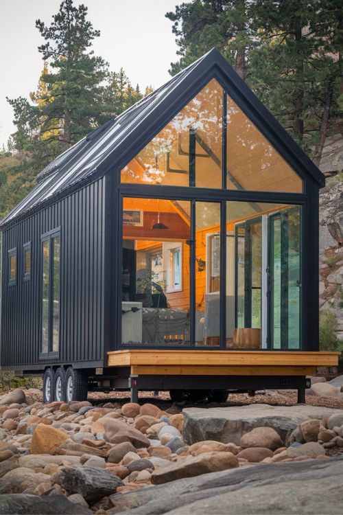 Black Glass and Steel Design Tiny House Exterior Designs You Need to See Modern Minimalism Meets Nature