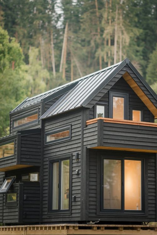 Black Multi-Level Design Tiny House Exterior Designs You Need to See Modern Minimalism Meets Nature