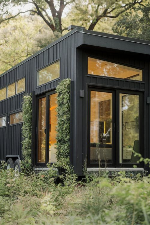 Black Nature-Integrated Design Tiny House Exterior Designs You Need to See Modern Minimalism Meets Nature