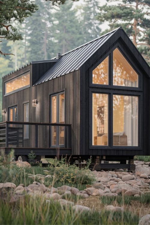 Black Wood-Clad Cabin Design Tiny House Exterior Designs You Need to See Modern Minimalism Meets Nature