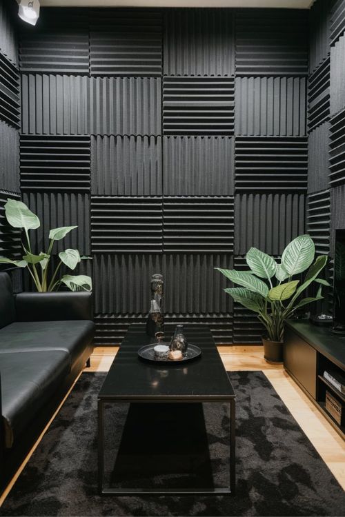 Black Acoustic Panels Modern Black Tiny Living Rooms You Can’t Miss