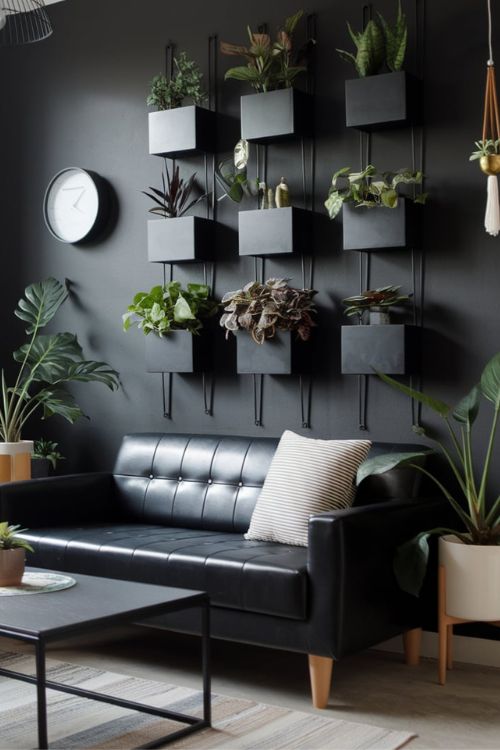 Black Plant Display System Modern Black Tiny Living Rooms You Can’t Miss