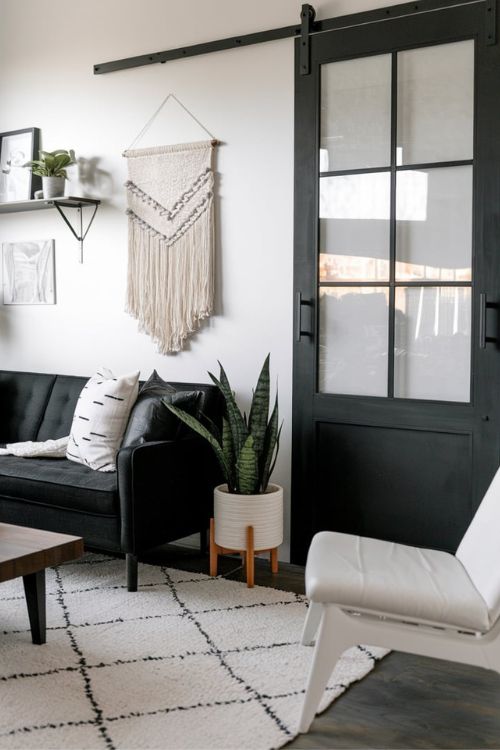 Black Sliding Barn Door Modern Black Tiny Living Rooms You Can’t Miss