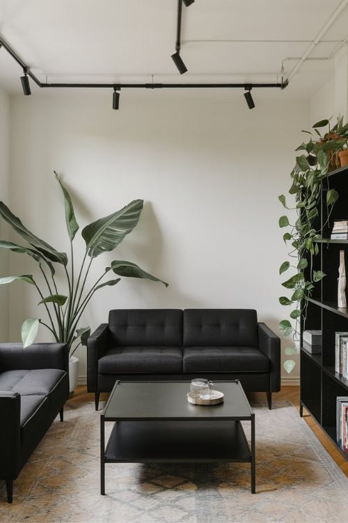 Black Track Lighting System Modern Black Tiny Living Rooms You Can’t Miss