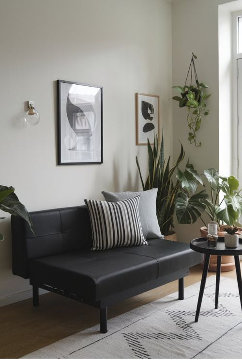 Multi-functional Black Sofa Bed Modern Black Tiny Living Rooms You Can’t Miss
