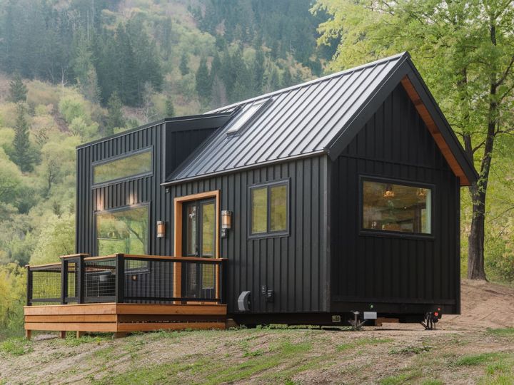 Contemporary Black Cabin Black Tiny House Exterior Designs Tiny House Exterior Designs