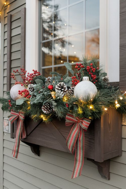 Festive Window Box Makeover DIY Christmas Tiny Home Exterior Decor Ideas