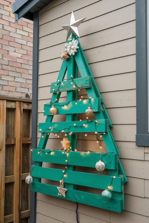 Pallet Christmas Tree Display DIY Christmas Tiny Home Exterior Decor Ideas