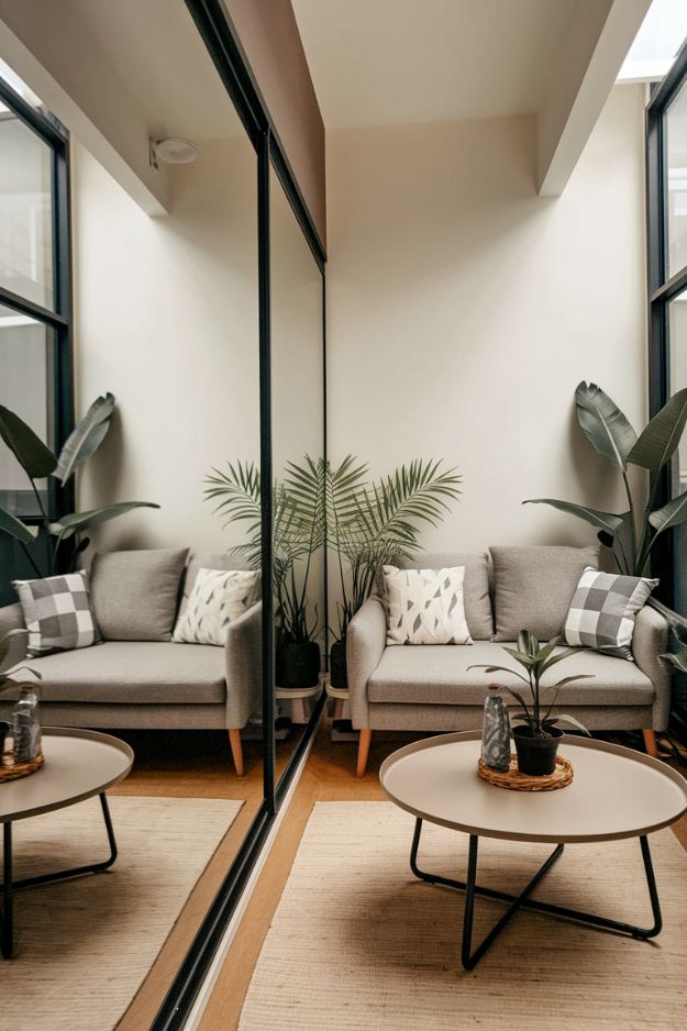 Mirror Magic for Visual Expansion Genius Modern Tiny House Living Room Ideas