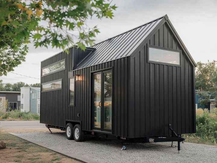 Modern Black Metal Siding Black Tiny House Exterior Designs