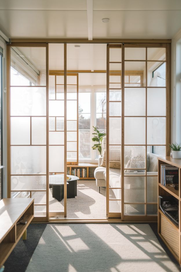 Smart Glass Partitions Genius Modern Tiny House Living Room Ideas