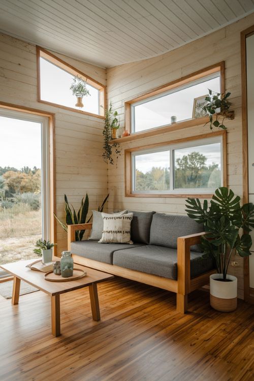 Sustainable Modern Elements Modern Tiny House Living Room