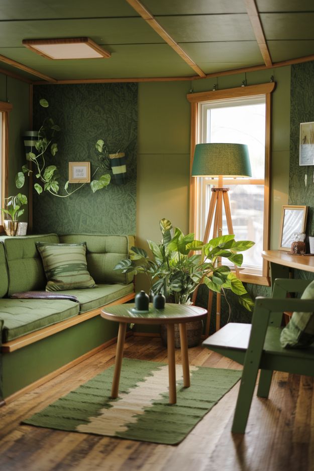 Energy-Efficient Green Lighting Inspiring Green Tiny House Living Room Ideas