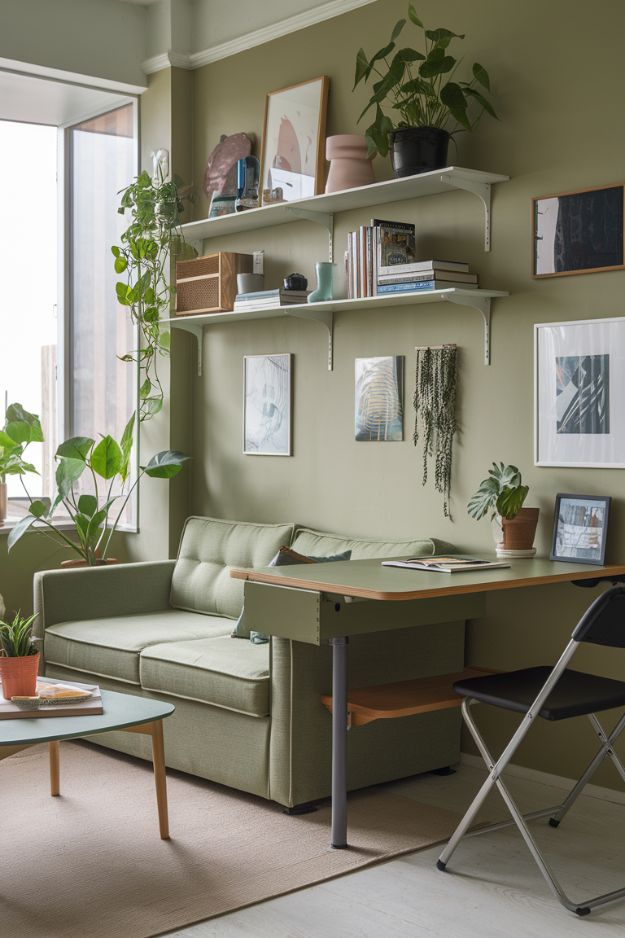 Green Convertible Desk Inspiring Green Tiny House Living Room Ideas
