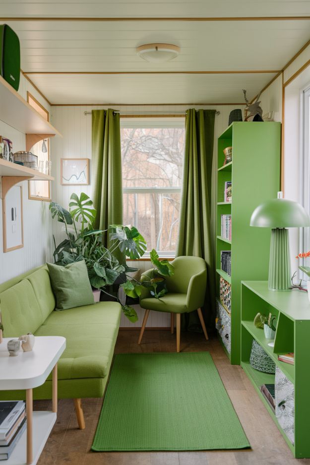 Green Smart Home Integration Inspiring Green Tiny House Living Room Ideas
