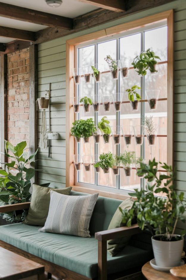 Indoor Herb Garden Window Inspiring Green Tiny House Living Room Ideas