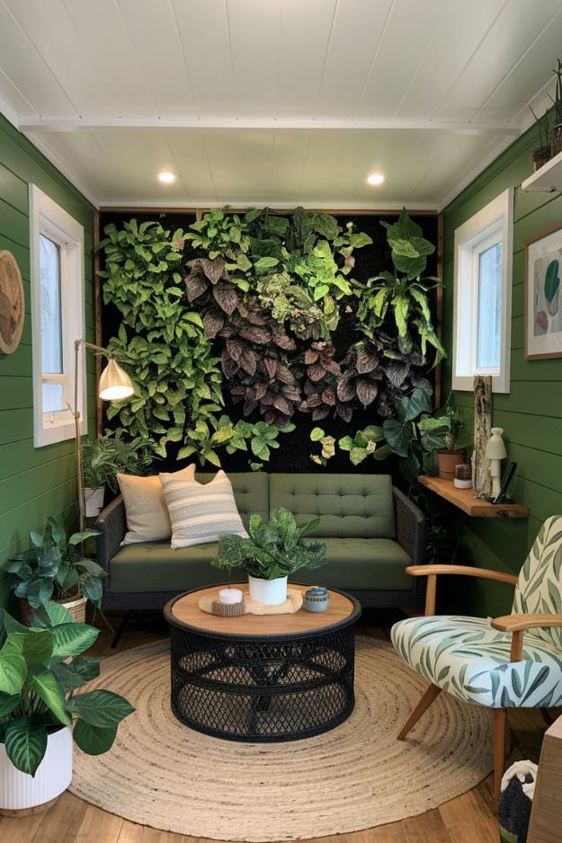 Vertical Garden Living Wall Inspiring Green Tiny House Living Room Ideas