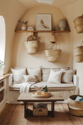 15 Enchanting Cottagecore Ideas for Your Tiny House Living Room Woven Baskets for Storage and Decor
